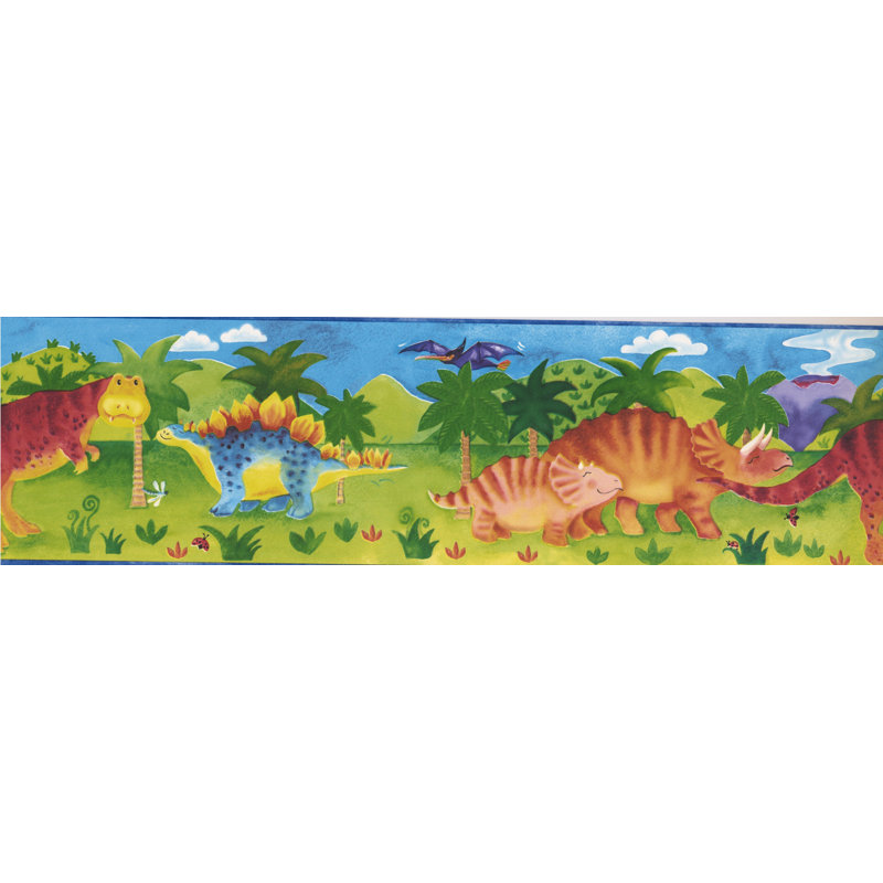 RetroArt Kids Cartoon Dinosaur Baby 15' x 7'' Wallpaper Border Wayfair.ca